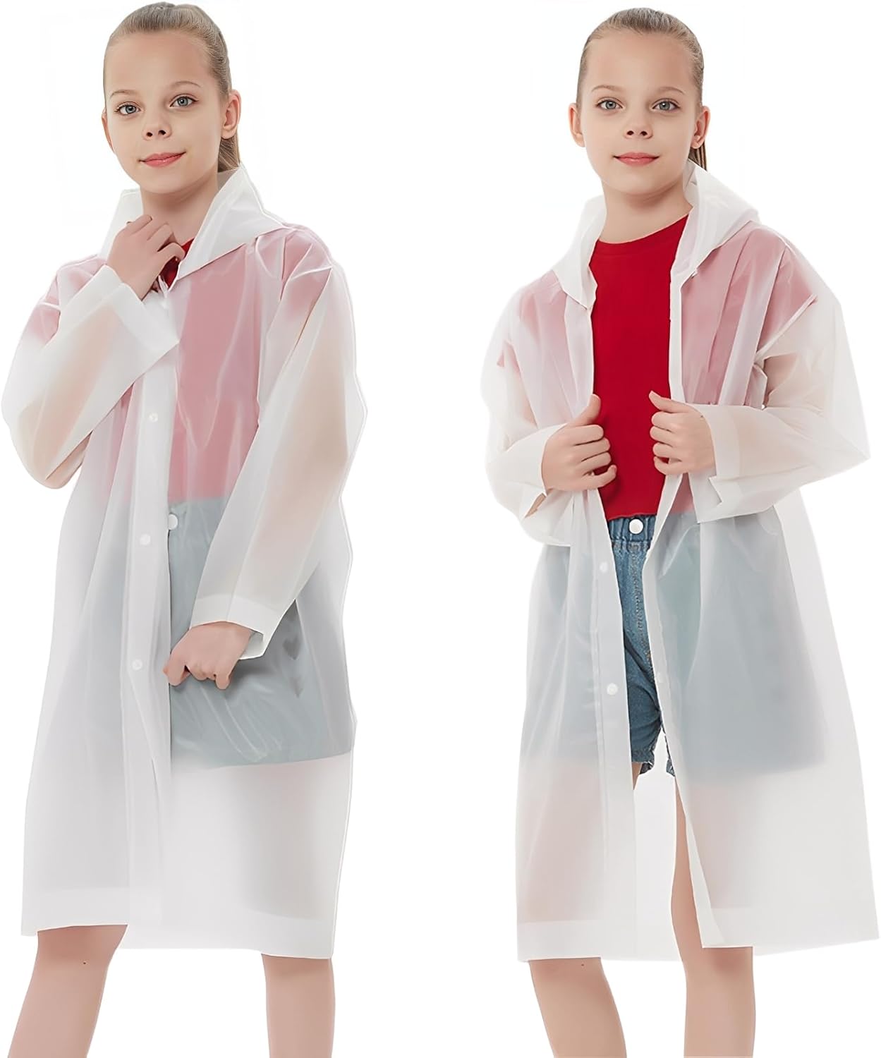 Emergency Poncho Rain - Kids Rain Ponchos Reusable with Hood