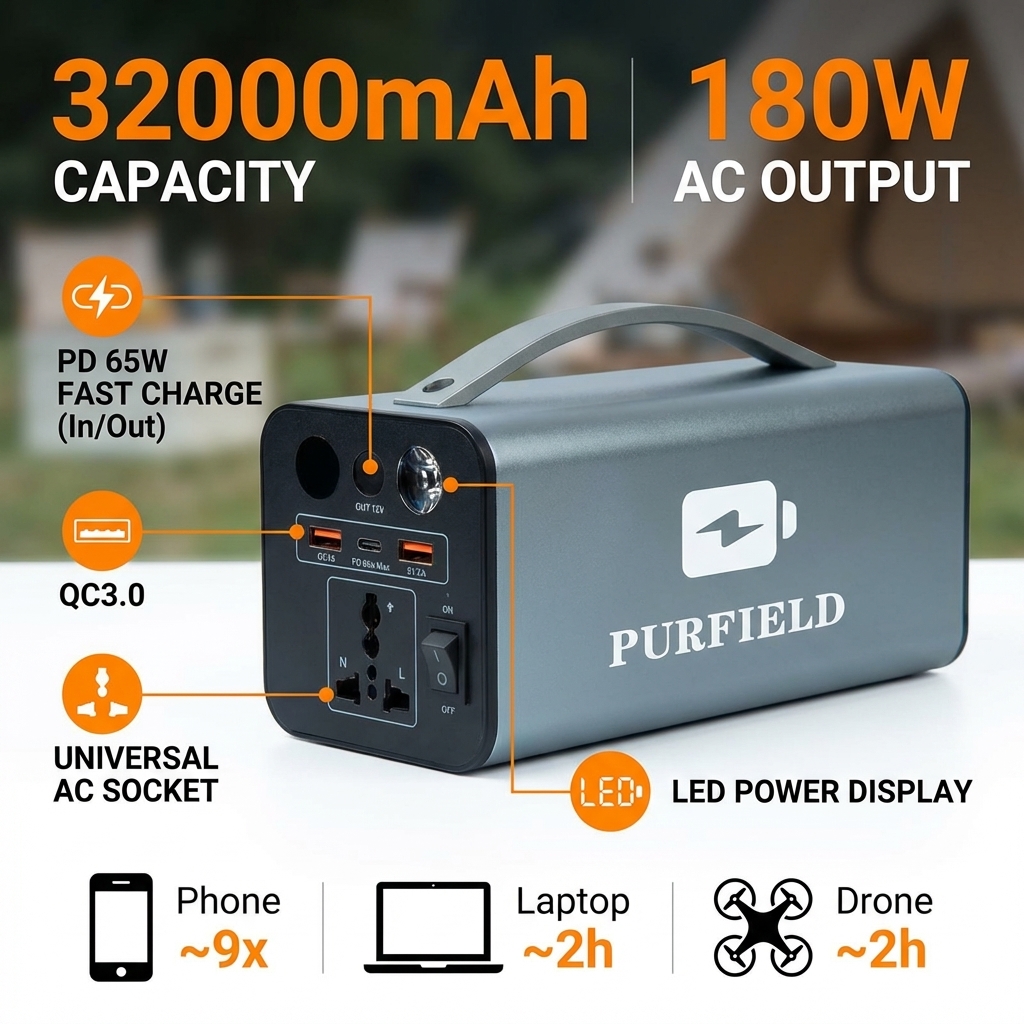180W Outdoor Power Station 320 - Solar Emergency Charger recensie en prijs