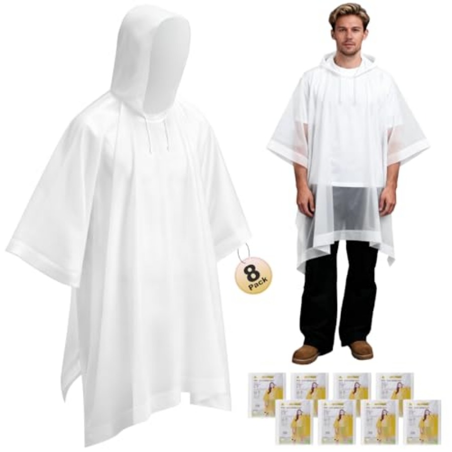 8 Pack Hooded Rain Ponchos for - Emergency Poncho Rain recensie en prijs
